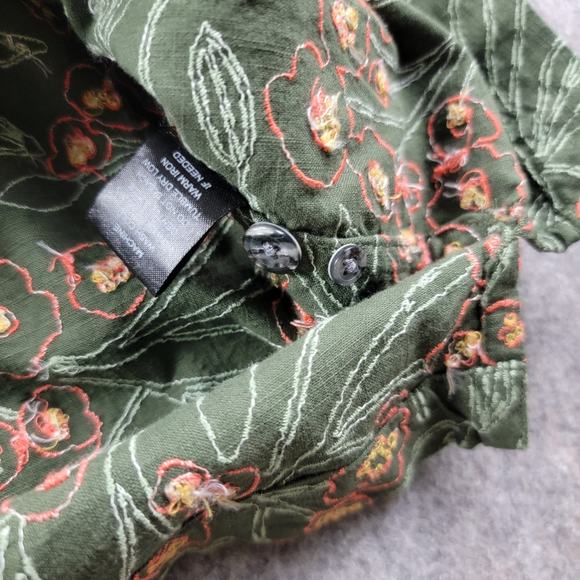Todd Snyder Embroidered Floral Camp Shirt size M Olive Green Short Sleeve NWT - Picture 9 of 12